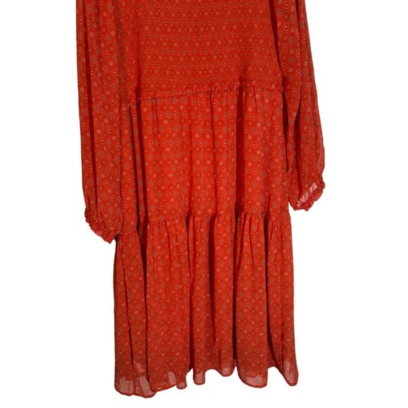 Time & Tru Orange Multi Patterned Long Sleeve Dress XXL Midi Dress. NWOT - Picture 9 of 12